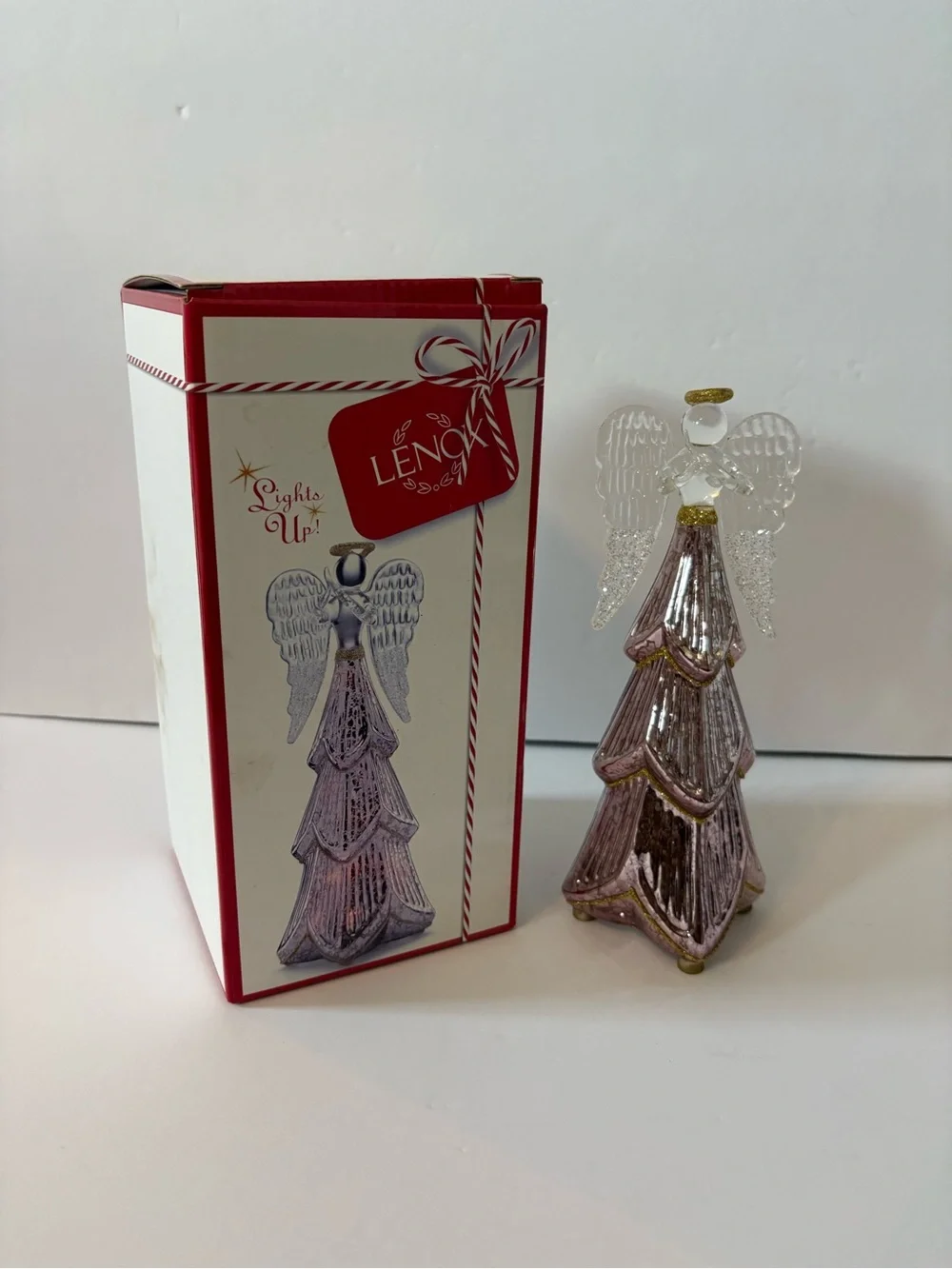 NIB Lenox Mercury Glass Light-Up Angel